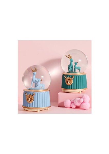 Geyikli Orta Boy Işıklı Müzikli Kar Küresi-Karışık modelleri