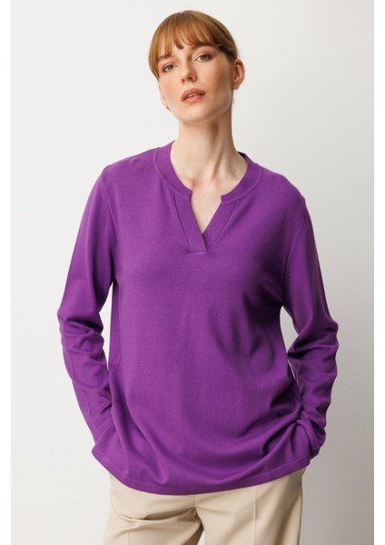 Hakim Yaka Triko Kazak Mor 65399