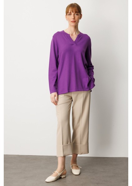 Hakim Yaka Triko Kazak Mor 65399 fiyatları