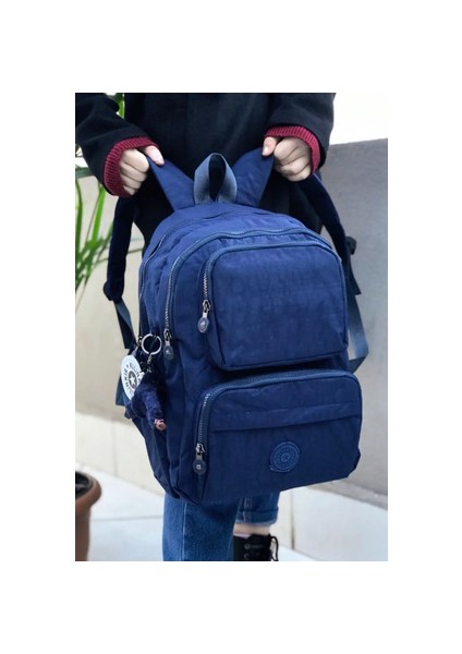 Çok Gözlü Geniş Hacimli Yağmur Suyu Itici Özellikte Fonksiyonel Lacivert Unisex Sırt Çantası