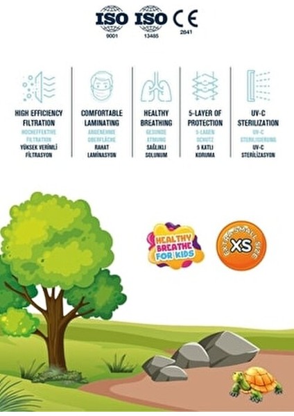 FFP2 Maske 10 Adet Turkuaz Meltblown Filtreli Esnek Kulak İpi ile Konforlu Kullanım