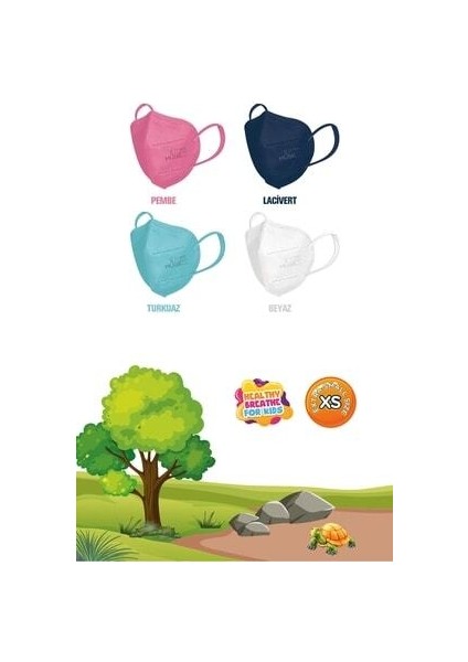 FFP2 Maske 10 Adet Turkuaz Meltblown Filtreli Esnek Kulak İpi ile Konforlu Kullanım