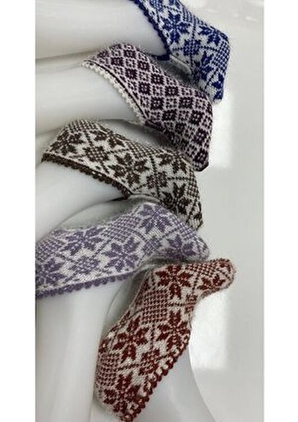 Kadın Simli Kristal Yün Örgü 5 Adet Desenli Patik Çeyizlik Bohçalık Hediyelik fiyatları