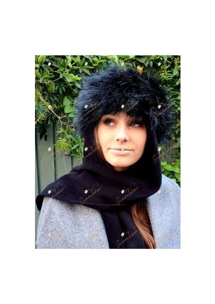 Kadın Kalpak Kürk Şapka Suni Peluş Fox Siyah Bere fiyatları