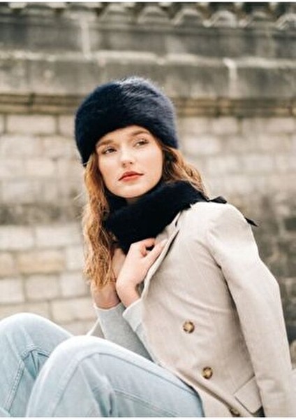 Kadın Kalpak Kürk Şapka Suni Peluş Fox Siyah Bere modelleri