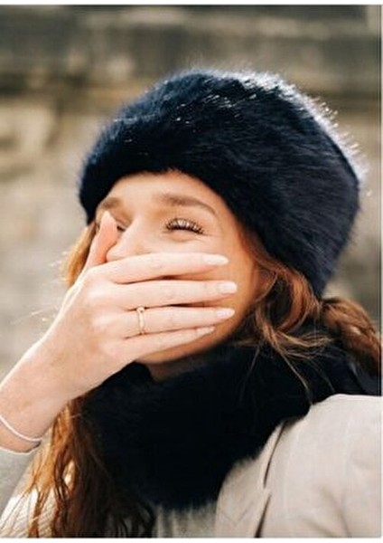 Kadın Kalpak Kürk Şapka Suni Peluş Fox Siyah Bere indirimleri