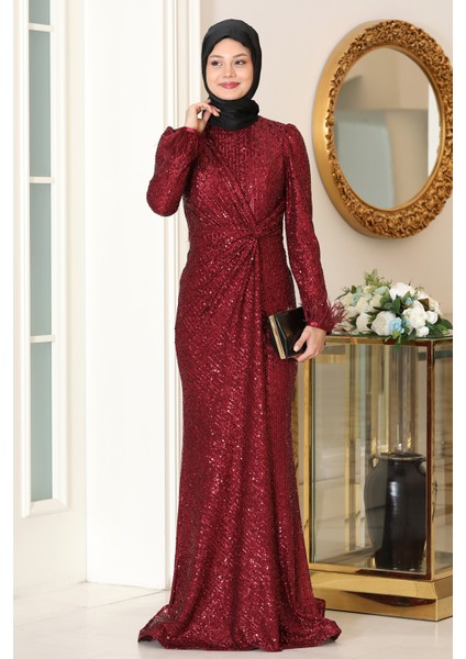 Parıltılı Büyük Beden Hüma Tesettür Abiye