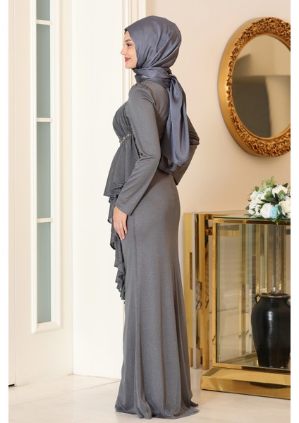 Parıltılı Fırfır Detaylı Zühre Tesettür Abiye fırsatları