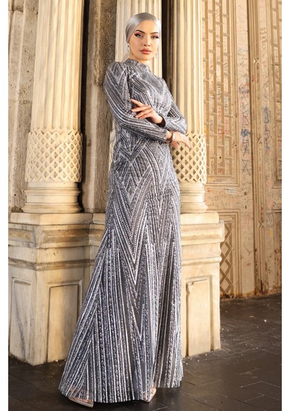 Gala Parıltılı Şık Tesettür Abiye