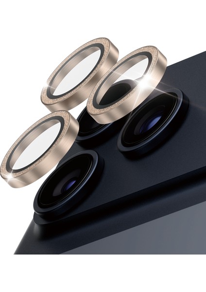 Hoops iPhone 17 Pro | iPhone 17 Pro Max | iPhone 16 Pro | 16 Pro Max Glitter Gold Kamera Lens Koruyucu