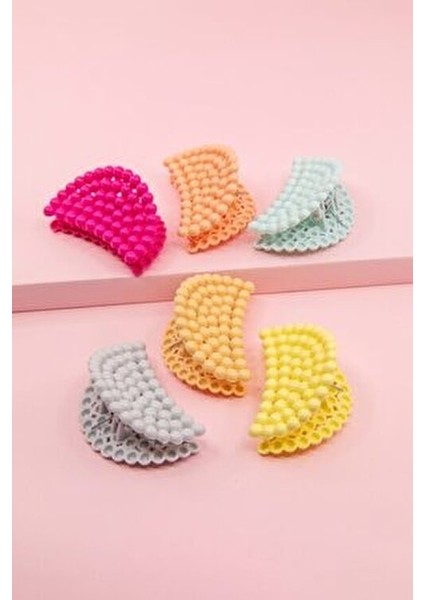 Kadın 6'lı Renkli Incili Mandal Toka Seti