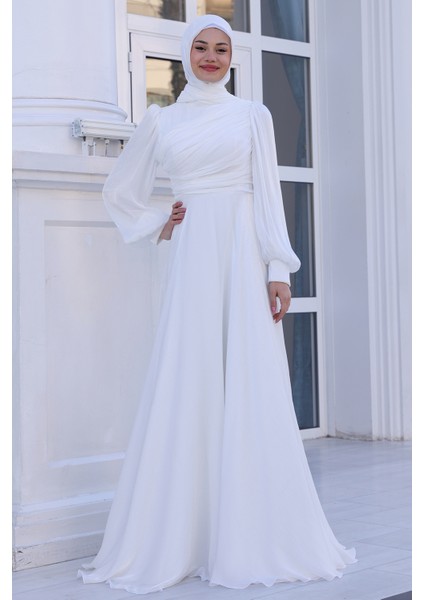 Omuz Detaylı Bahar Tesettür Büyük Abiye