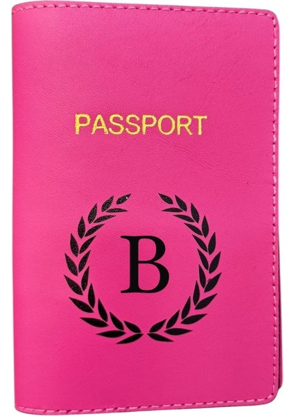 Harf Tasarımlı Deri Pasaport Kılıfı B