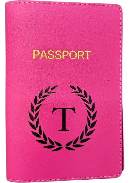Harf Tasarımlı Deri Pasaport Kılıfı T