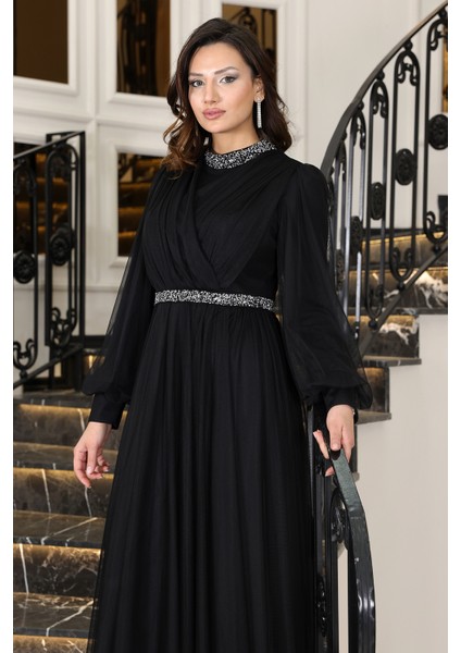 Senna Taş Detaylı Büyük Beden Şık Tesettür Abiye modelleri