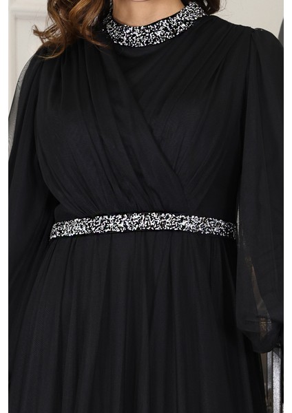 Senna Taş Detaylı Büyük Beden Şık Tesettür Abiye indirimleri