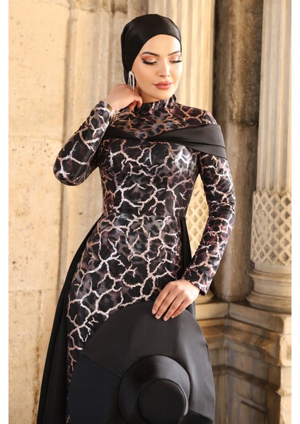 Frezya Parıltılı Şık Tesettür Abiye indirimleri