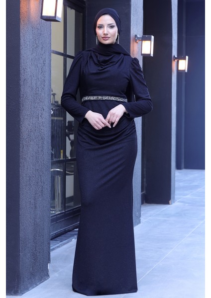 Şık Taş Detaylı Dilara Tesettür Abiye modelleri