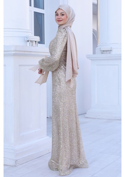 Parıltılı Kol Detaylı Şimal Tesettür Büyük Abiye fırsatları