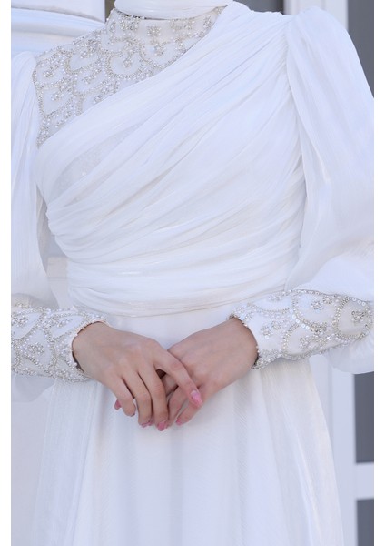 Omuz ve Kol Detaylı Yağmur Tesettür Büyük Abiye fiyatları