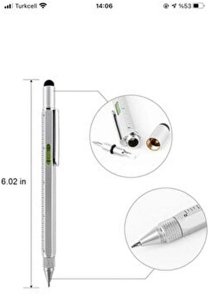 Pasajdanal Su Terazili Cetvelli Tornavidalı Mühendis Kalemi Gri fiyatları