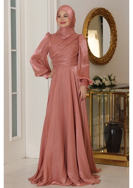 Omuz Detaylı Bahar Tesettür Büyük Abiye