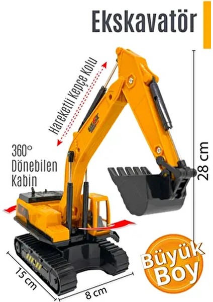 Oyuncak Ekskavatör Kepçe 33 x 7,5 x 7,5 cm Sert Plastik Malzeme ile Üretildi fırsatları
