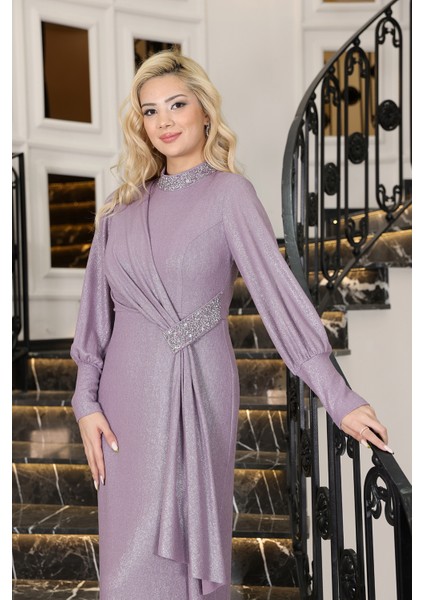 Şık Taş Detaylı Açelya Tesettür Abiye modelleri
