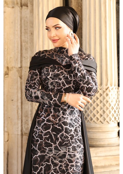 Frezya Parıltılı Şık Tesettür Abiye