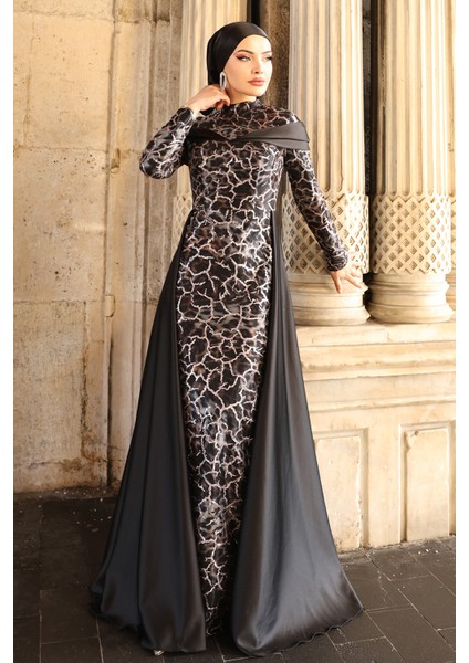 Frezya Parıltılı Şık Tesettür Abiye