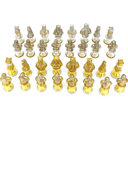 Orta Çağ Konseptli Gold ve Gümüş Renkli Kurşun Premium Satranç Taşları - It-Sold