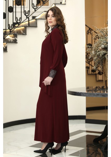 Sim Detaylı Efsane Tesettür Abiye Elbise modelleri