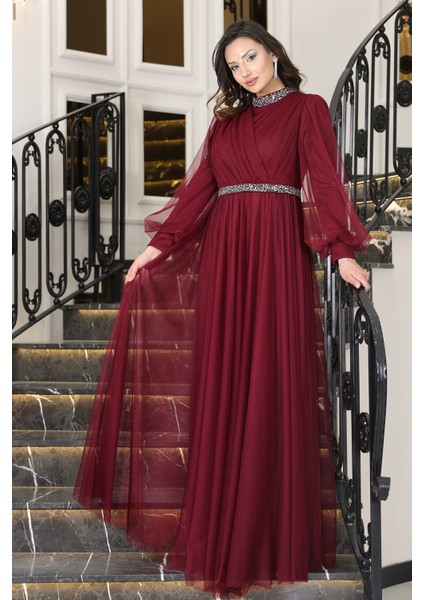 Senna Taş Detaylı Büyük Beden Şık Tesettür Abiye fiyatları