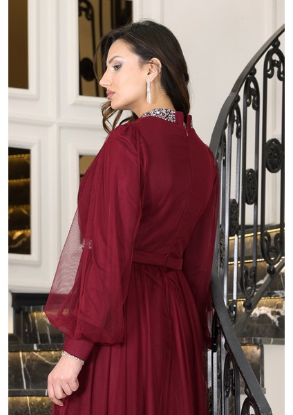 Senna Taş Detaylı Büyük Beden Şık Tesettür Abiye fırsatları