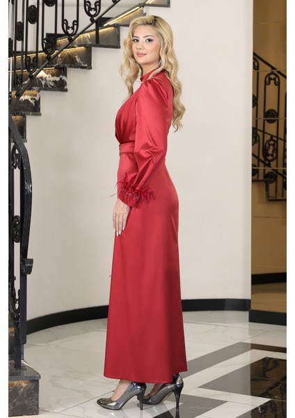 Kolları Tüy Detaylı Lara Büyük Beden Abiye modelleri