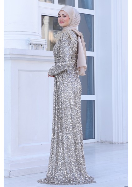 Parıltılı Kol Tüy Detaylı Şura Tesettür Büyük Abiye fırsatları