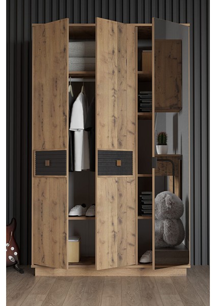 Arya Genç Çocuk Odası Takımı Karyola+Başlık&gardırop&çalışma Masası&duvar Rafı - Atlantik Çam fırsatları