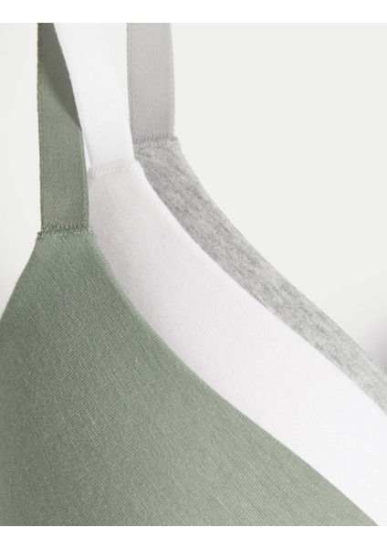 3'lü Pamuklu T-Shirt Sütyeni Seti