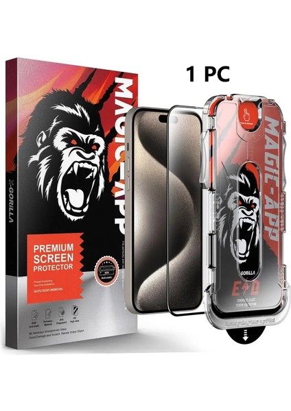 iPhone 17 Pro Max Hayalet Kendinden Aparatlı 9h Kırılmaz Cam Ekran Koruyucu – Ultra Şeffaf, Toz ve Kabarcık Önleyici