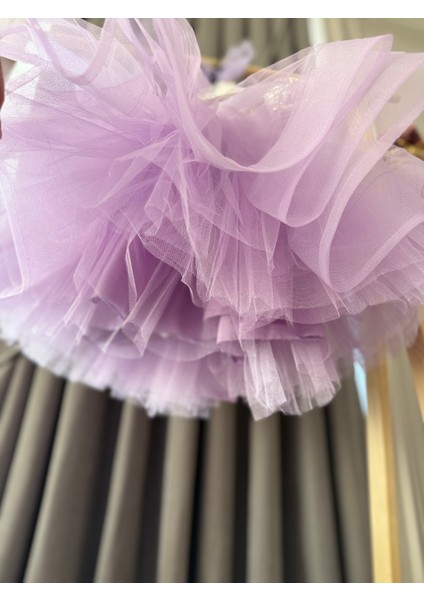 Babyaden Pullu Payetli Tütü Kabarık Doğum Günü Parti Kostüm Kısa Balon Kollu Abiye Kız Çocuk Elbise