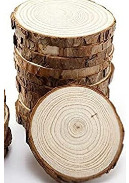 10 Adet Yuvarlak Ahşap 5 - 8cm Halka Ham Ahşap Yonga Dıy El Yapımı Dekorasyon Malzemesi Ahşap