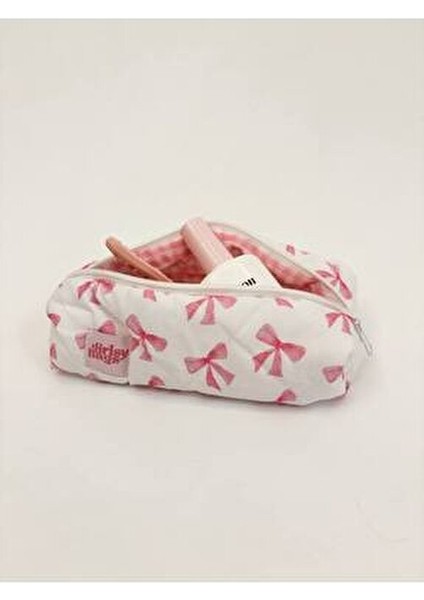 Pembe Kurdeleli Yıkanabilir Tek Gözlü Kalemlik Fermuarlı Tekil Kumaş Kalem Kutusu indirimleri