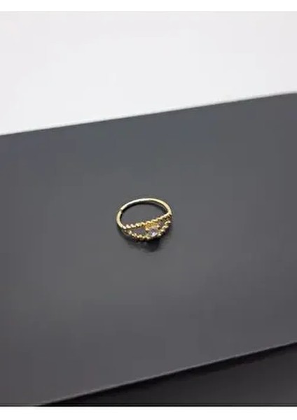 925 Ayar Gümüş Altın Kaplamalı Zirkon Tek Taşlı Hızma