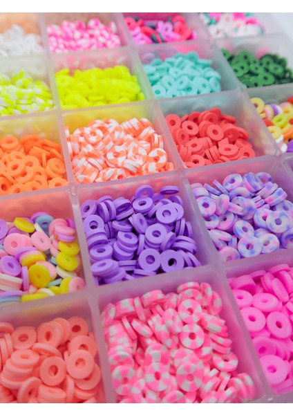 24 Gözlü Dolu Dolu Fimo Boncuk Seti Rengarenk Kendin Yap Hobi Takı Yapma Seti fiyatları