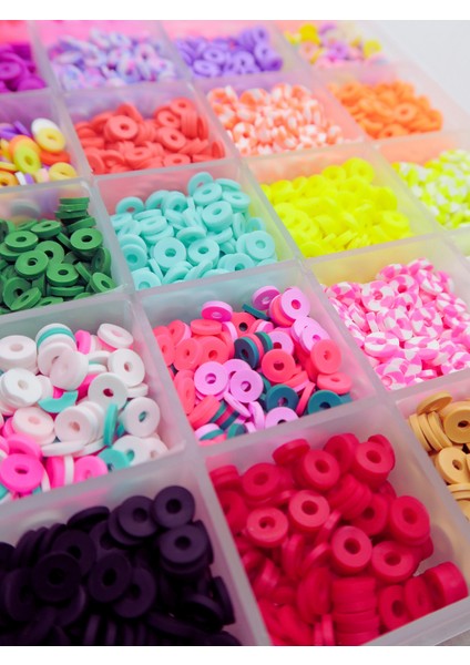 24 Gözlü Dolu Dolu Fimo Boncuk Seti Rengarenk Kendin Yap Hobi Takı Yapma Seti modelleri