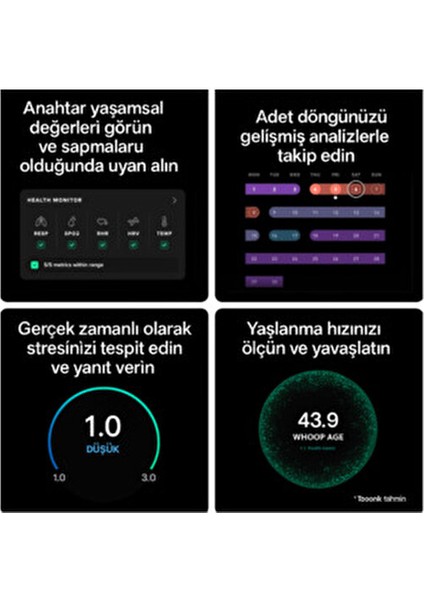 Whoop Peak 5.0 Sağlık ve Fitness Takip Cihazı, 12 Ay Üyelikli, Kalp Atışı, Uyku, Stres Takibi modelleri