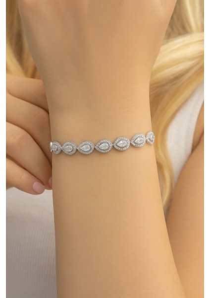 Su Yolu Damla Taşlı Gümüş Bileklik