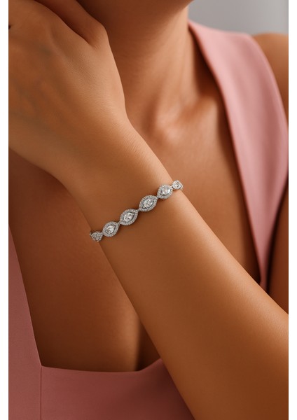 Su Yolu Damla Taşlı Gümüş Bileklik modelleri