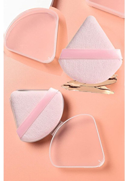 Hijyenik Saklama Kutulu Pudra Fondöten Bb Krem Yıkanabilir Pembe Uygulama Aparatı Puff Sünger