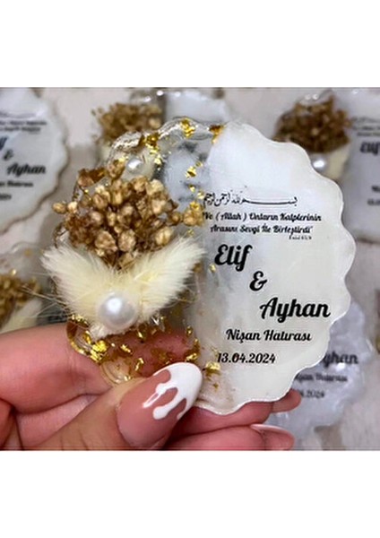 Epoksi Gold Parçacıklı Beyaz Süslü 50 Adet fiyatları